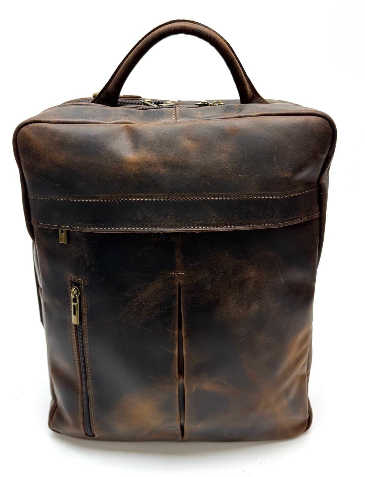 Borsa zaino uomo MONTE PRADO, in vera pelle nabuk, colore MARRONE, CHIAROSCURO, Made in Italy
