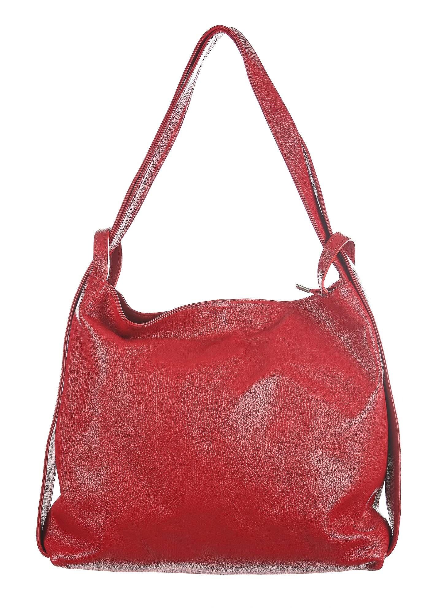 OLIVIA : borsa / zaino, pelle morbida, colore : ROSSO, Made in Italy