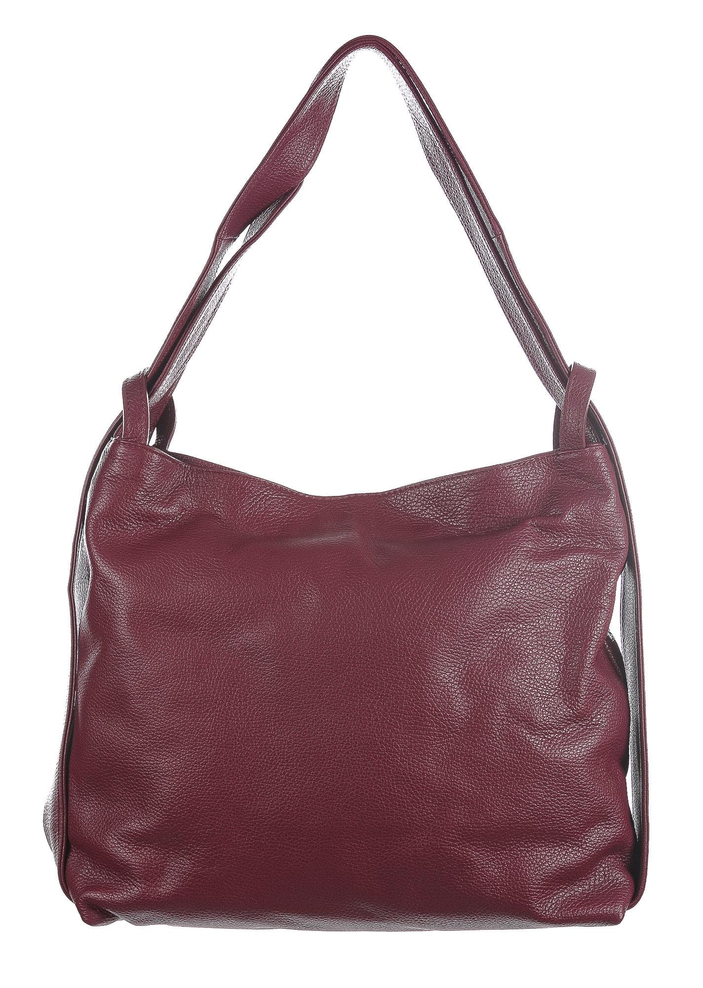 OLIVIA : borsa / zaino, pelle morbida, colore : BORDEAUX, Made in Italy
