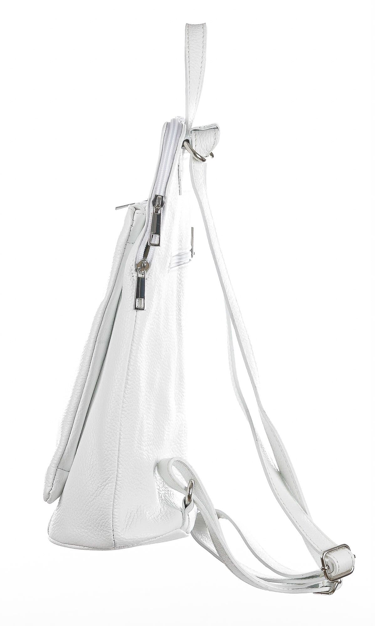 MONVISO : borsa - zaino donna, pelle morbida, colore: BIANCO, Made in Italy