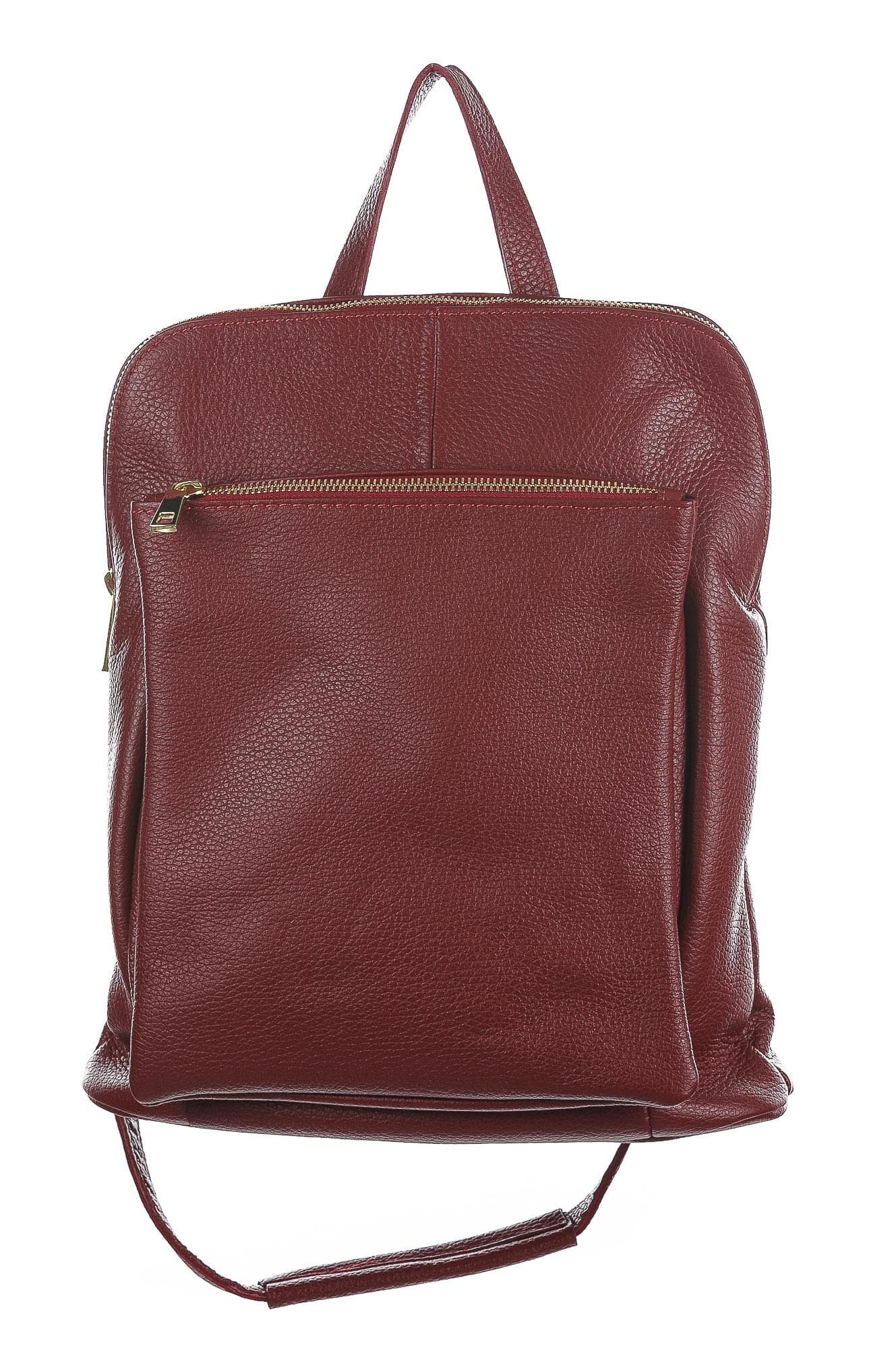 MONVISO : borsa - zaino donna, pelle morbida, colore: ROSSO, Made in Italy