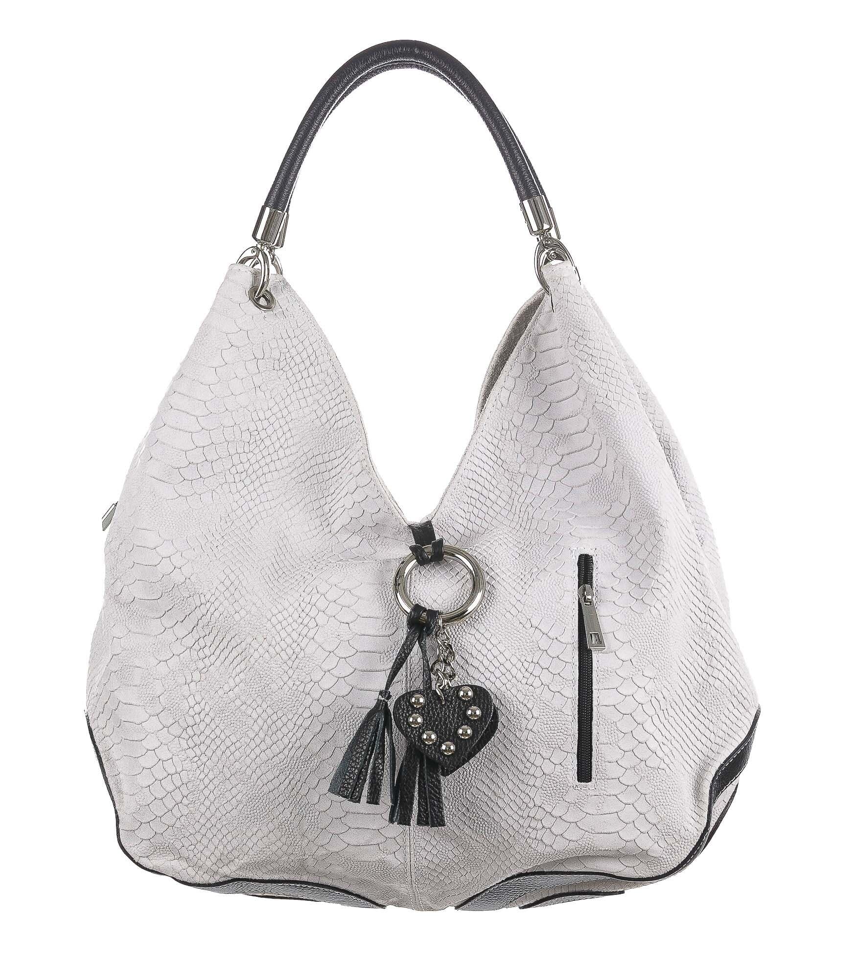 Borsa donna in vera pelle CHIAROSCURO mod. BONELLA big colore BIANCO Made in Italy