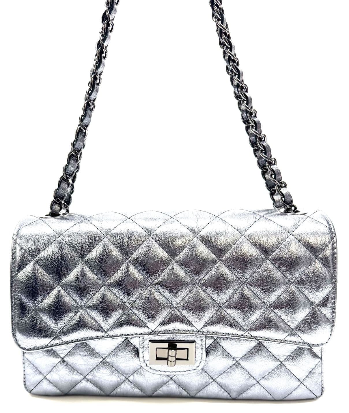 Genuine leather shoulder bag CHARLOTTE MEDIUM, SILVER colour, CHIAROSCURO, MADE IN ITALY