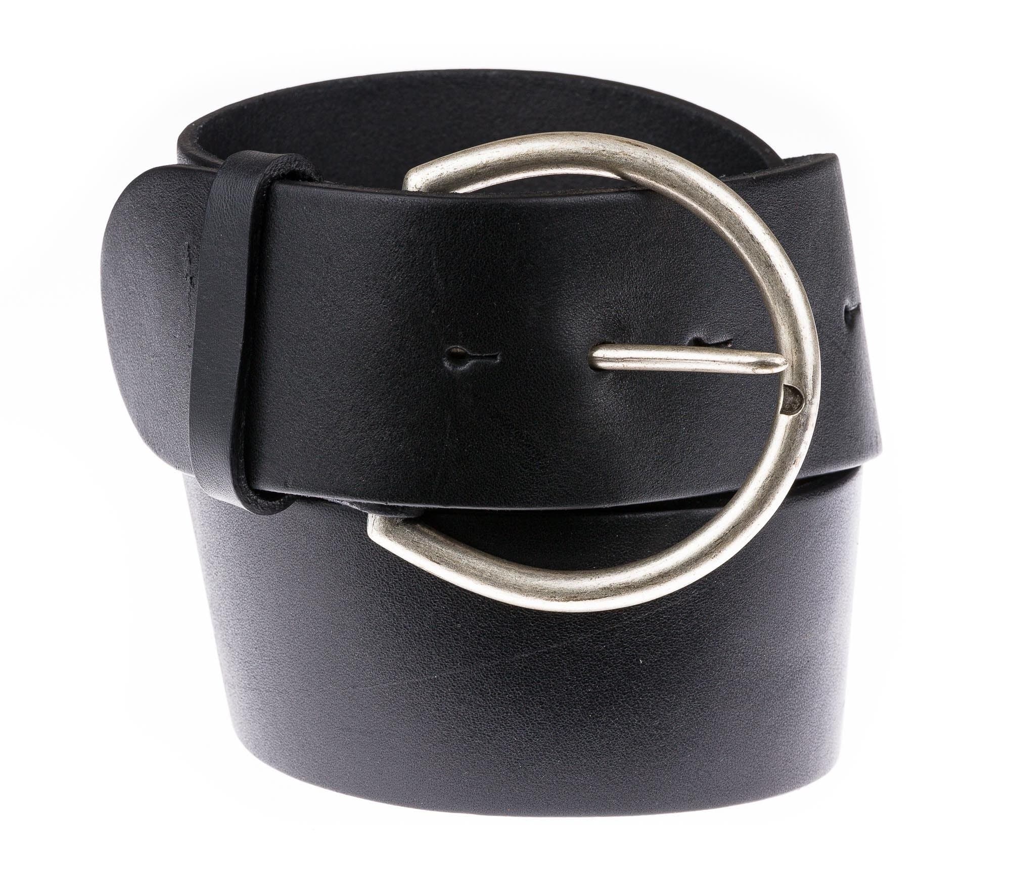 Cintura donna in vera pelle CHIAROSCURO mod. ANVERSA colore NERO Made in Italy.