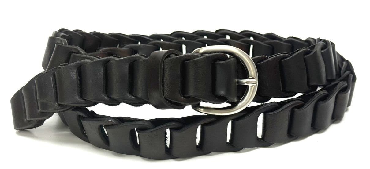 Cintura donna in vera pelle CHIAROSCURO mod. VERONA colore NERO Made in Italy