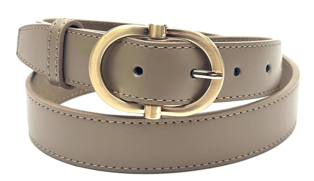 Cintura donna in vera pelle CHIAROSCURO mod. OSLO colore BEIGE, Made in Italy.