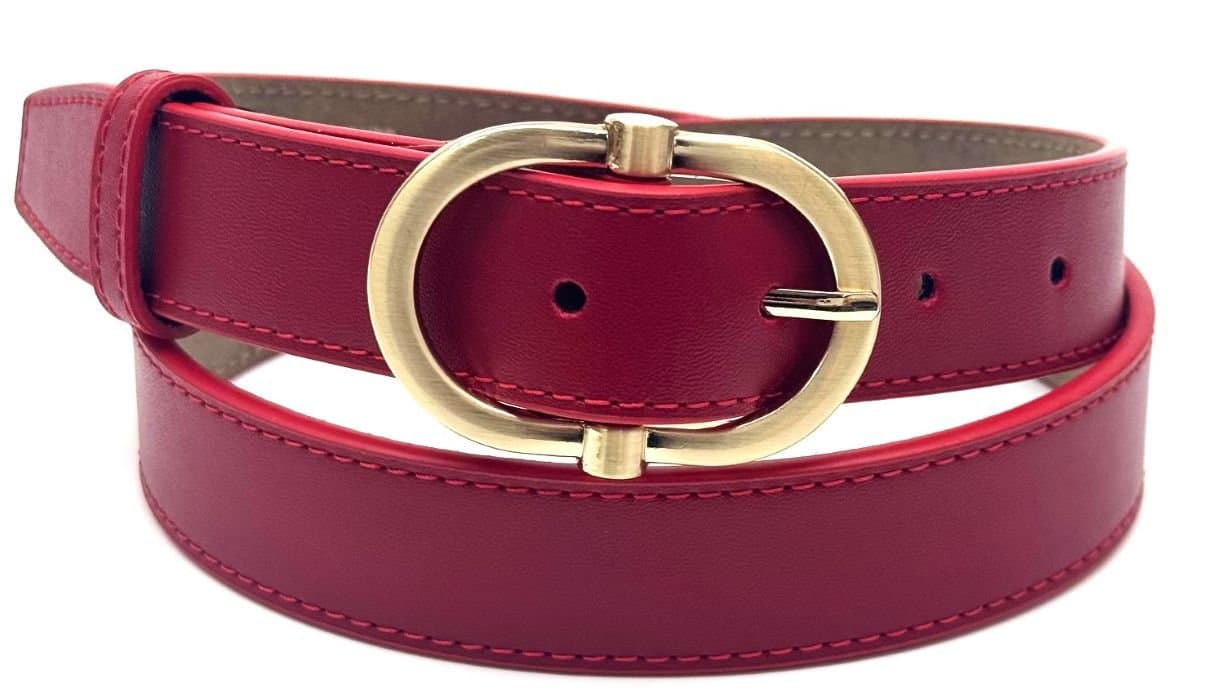 Cintura donna in vera pelle CHIAROSCURO mod. OSLO colore ROSSO Made in Italy.