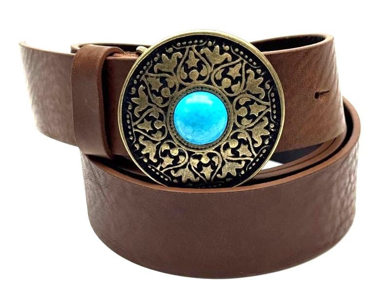 Genuine leather belt for man AUSTIN - STONES 08, BROWN colour, specialbuckle, CHIAROSCURO, MADE IN ITALY
