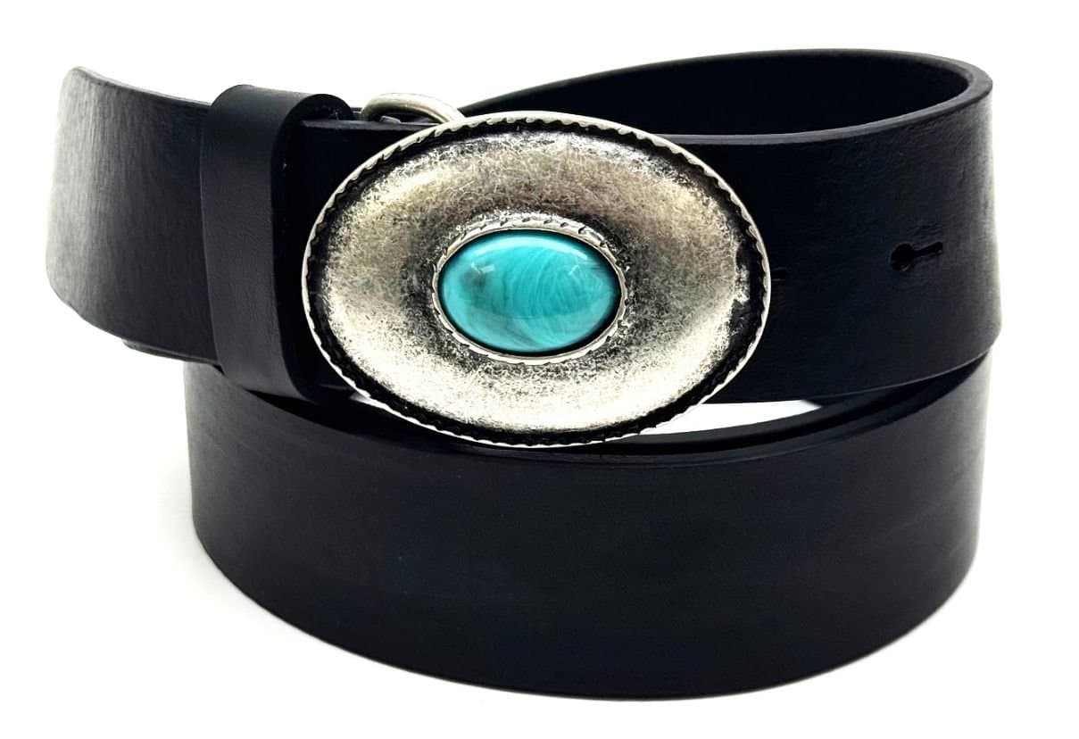 Genuine leather belt for man AUSTIN - STONES 04, BLACK colour, special buckle silver, CHIAROSCURO, MADE IN ITALY