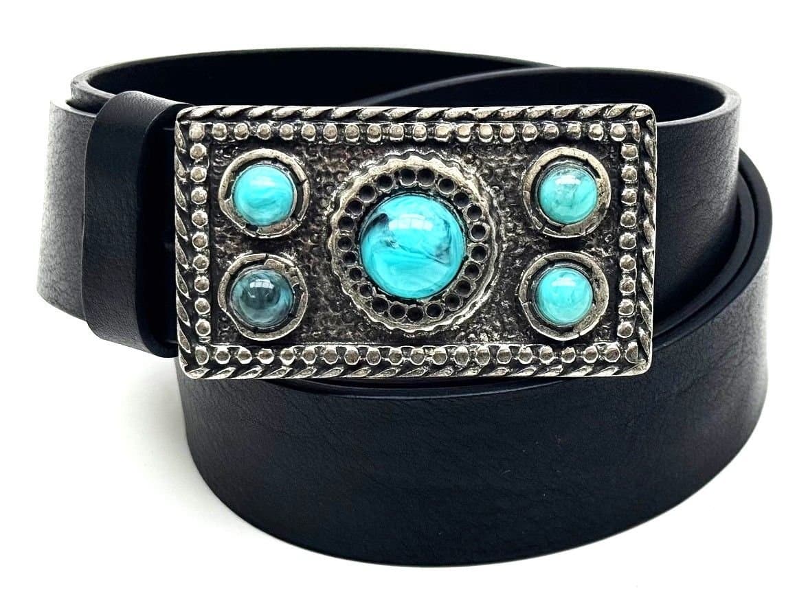 Cintura in vera pelle da uomo AUSTIN, colore NERO, fibbia in metallo, CHIAROSCURO, Made in Italy.