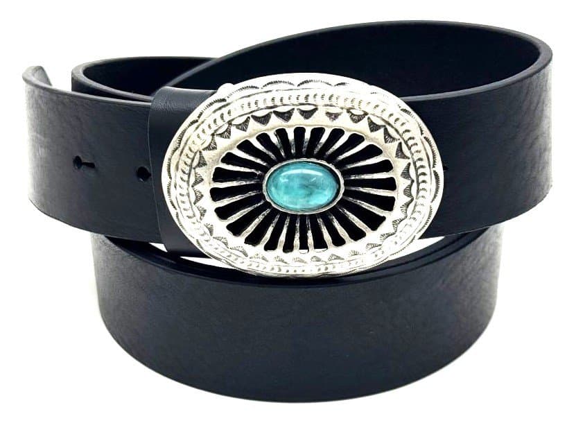 Genuine leather belt for man AUSTIN - STONES 02, BLACK colour, special buckle, CHIAROSCURO, MADE IN ITALY