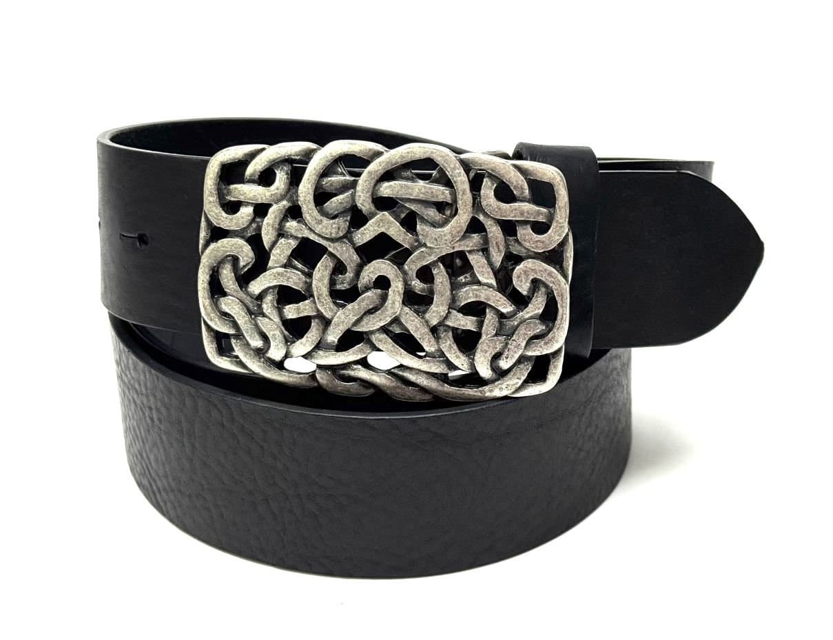 Cintura in vera pelle CHIAROSCURO mod. GENOVA colore NERO, fibbia speciale argento, Made in Italy
