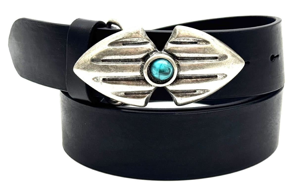 Cintura in vera pelle CHIAROSCURO mod. GENOVA colore NERO, fibbia speciale argento, Made in Italy