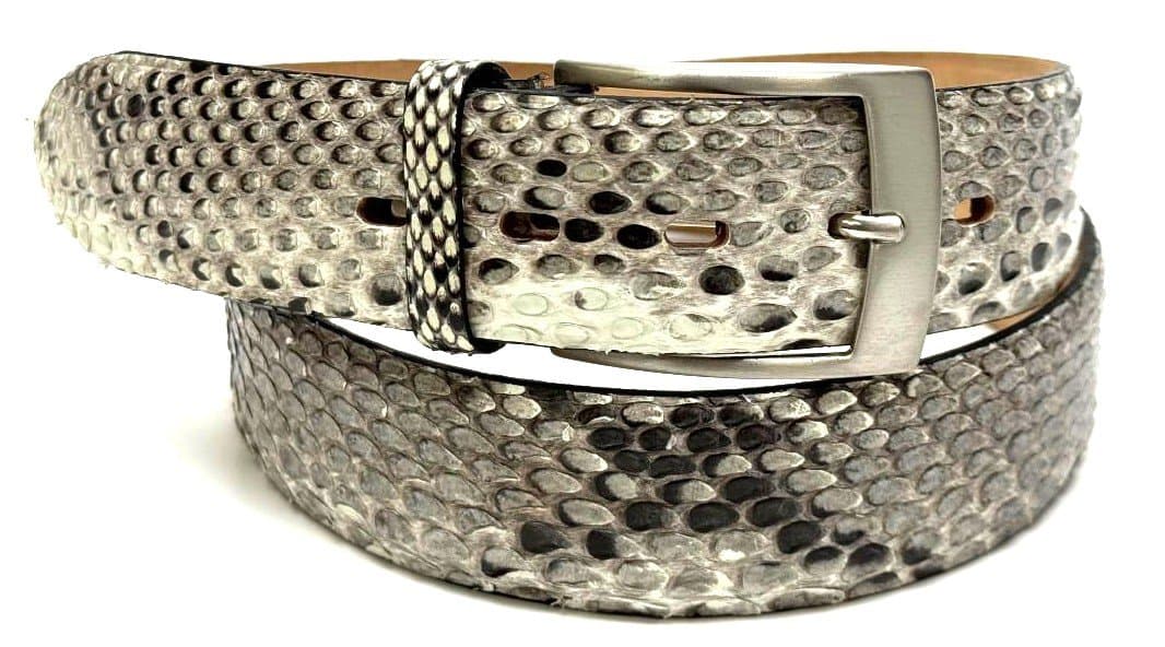 Cintura uomo BEIRUT C33, vera pelle pitone CITES, colore ROCCIA, ELIO ZAGATO, Made in Italy