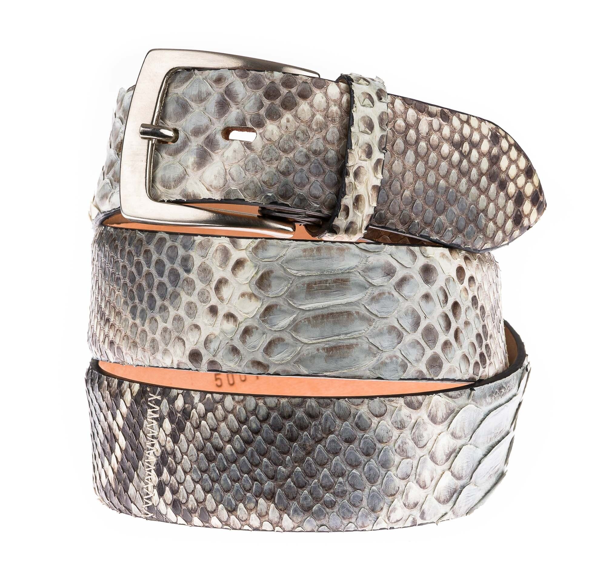 Cintura uomo BEIRUT C39, vera pelle pitone, colore GRIGIO, ELIO ZAGATO, Made in Italy.