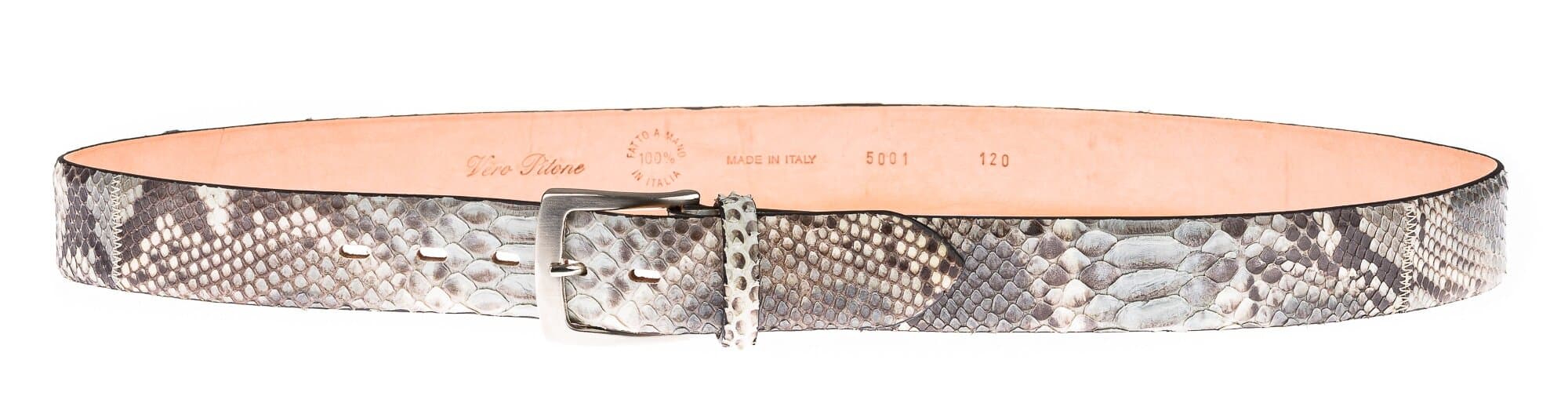 Cintura uomo BEIRUT C39, vera pelle pitone, colore GRIGIO, ELIO ZAGATO, Made in Italy.