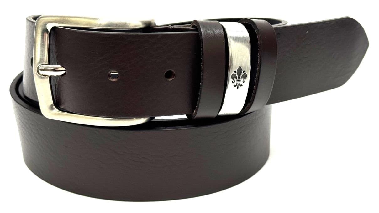 Cintura uomo in vera pelle CHIAROSCURO mod. FIRENZE colore TESTA DI MORO Made in Italy.