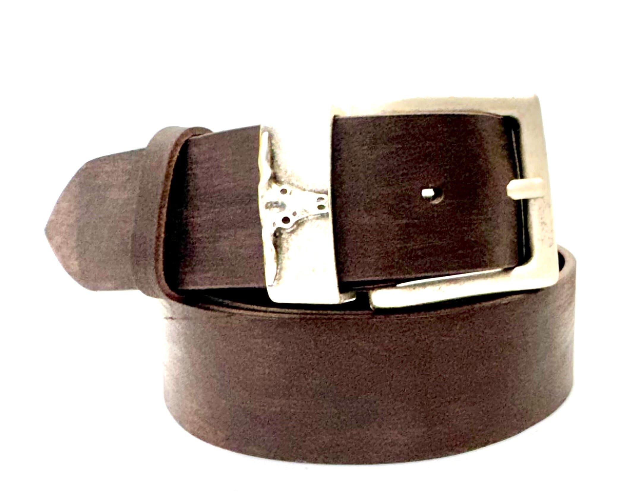 Cintura uomo in vera pelle CHIAROSCURO mod. FIRENZE colore TESTA DI MORO Made in Italy.