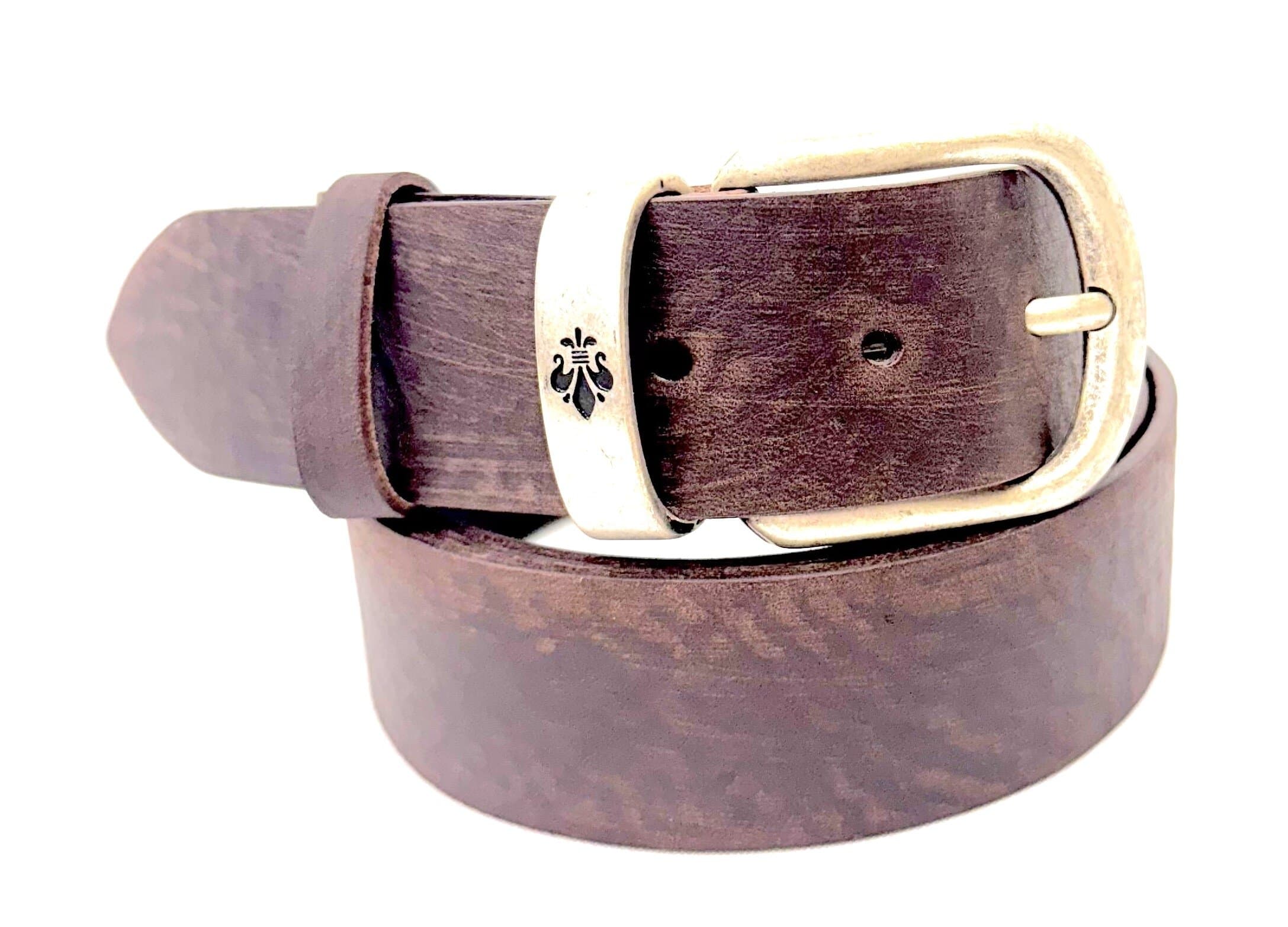 Cintura uomo in vera pelle CHIAROSCURO mod. FIRENZE colore TESTA DI MORO Made in Italy.