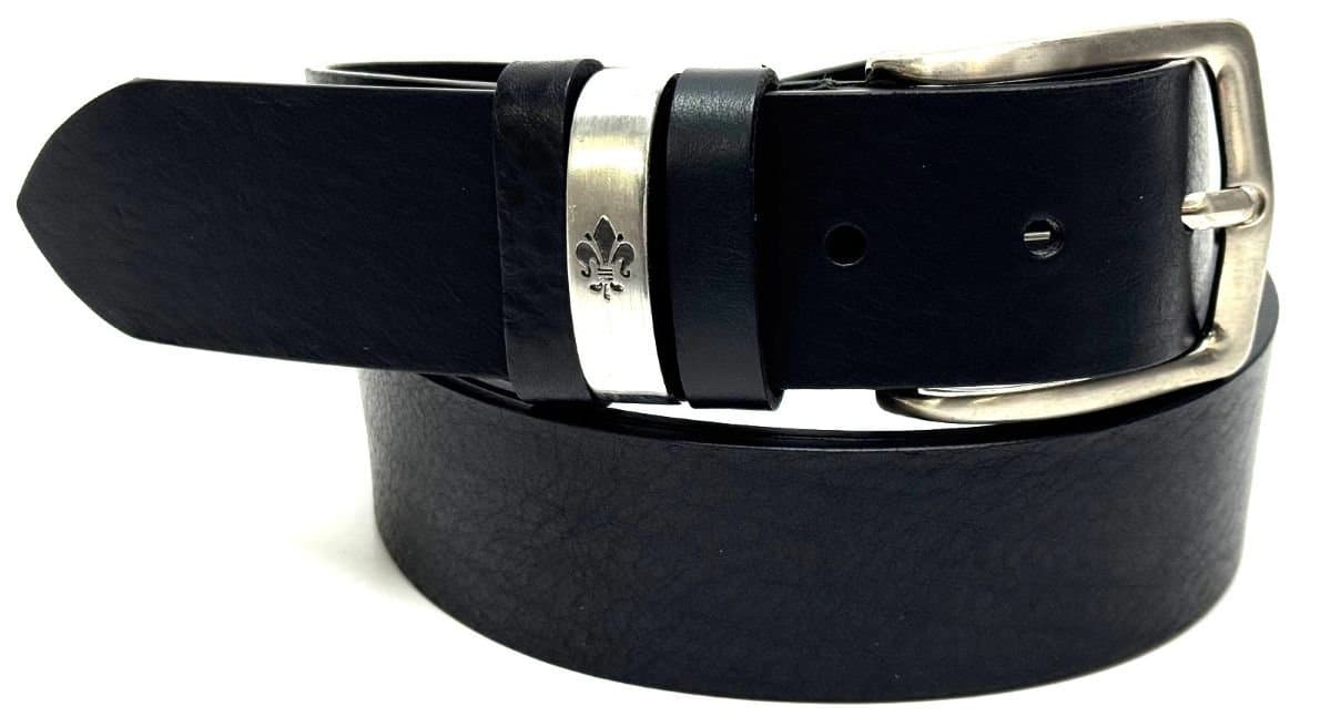 Cintura uomo in vera pelle CHIAROSCURO mod. FIRENZE colore NERO Made in Italy.