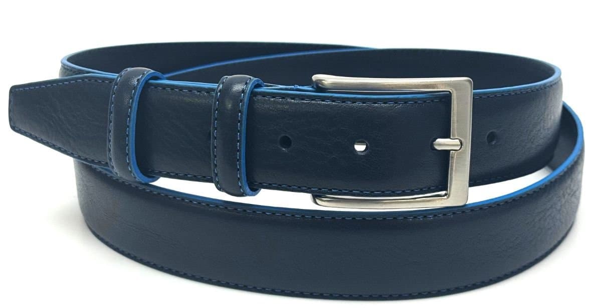 Cintura uomo in vera pelle mod. PIACENZA, colore BLU, CHIAROSCURO, Made in Italy