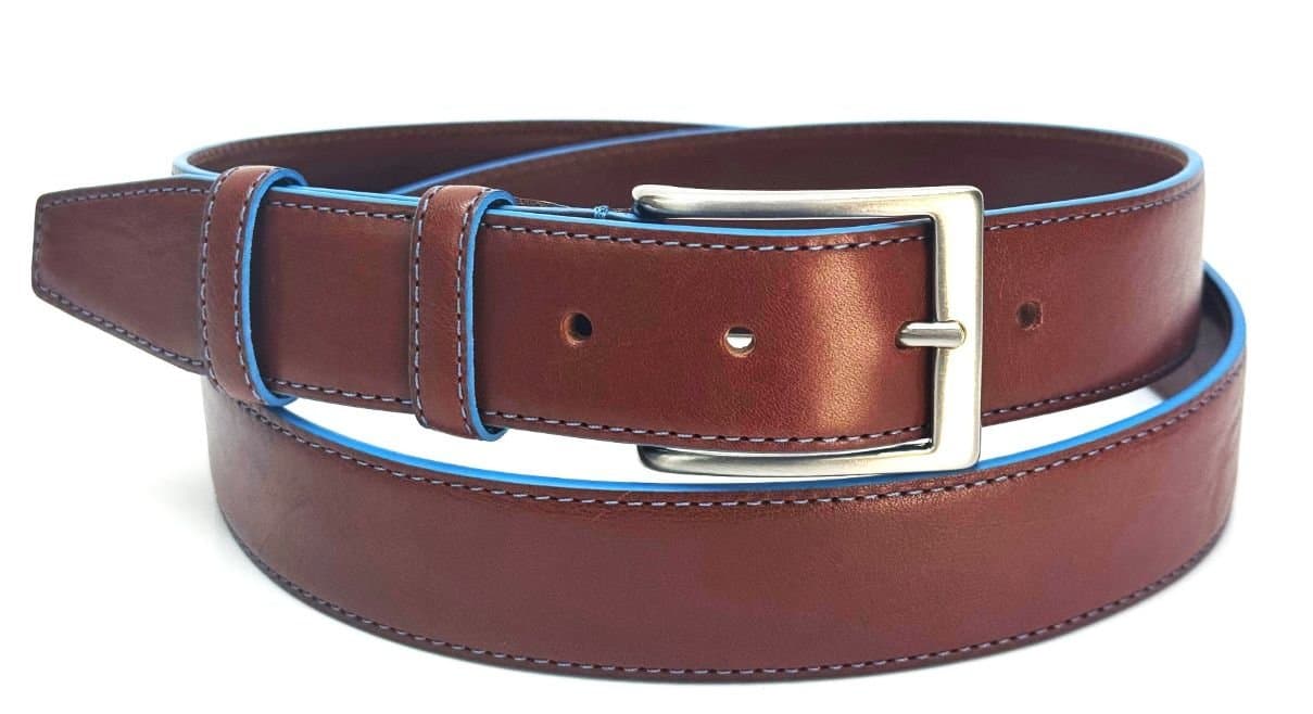 Cintura uomo in vera pelle mod. PIACENZA, colore MARRONE, CHIAROSCURO, Made in Italy