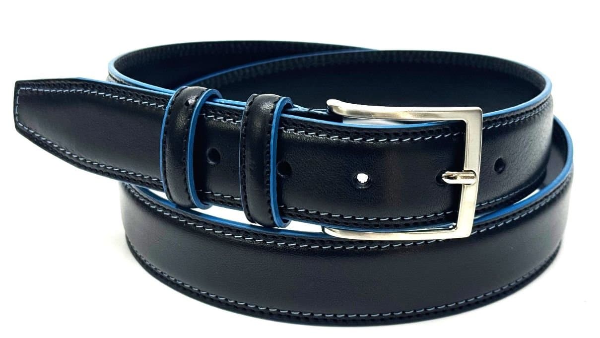 Cintura uomo in vera pelle mod. PIACENZA, colore NERO, CHIAROSCURO, Made in Italy