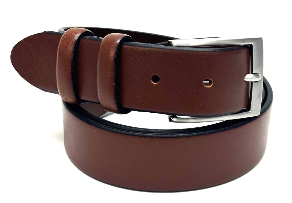 Cintura uomo in vera pelle CHIAROSCURO mod. TARANTO colore MARRONE, Made in Italy