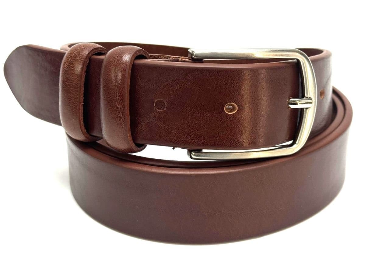 Cintura uomo in vera pelle CHIAROSCURO mod. TARANTO colore MARRONE, Made in Italy