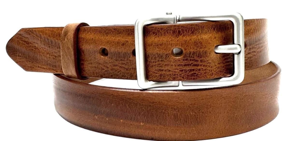 Cintura uomo in vera pelle mod. TERNI, colore MIELE, CHIAROSCURO, Made in Italy