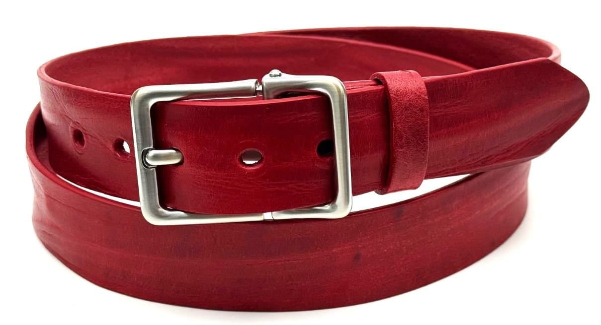 Cintura uomo in vera pelle mod. TERNI colore ROSSO, CHIAROSCURO, Made in Italy