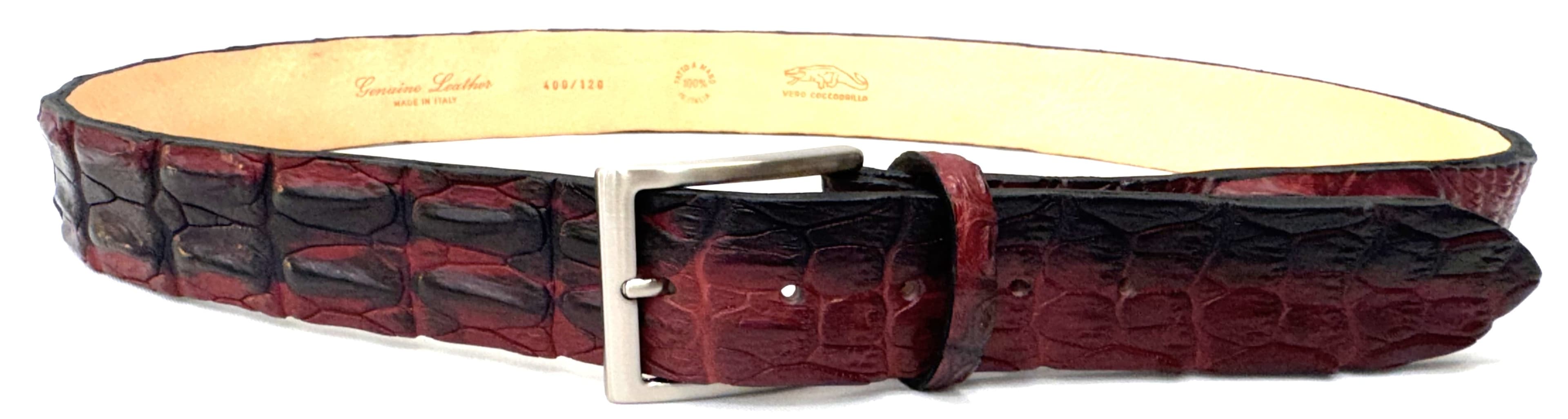 Cintura uomo in vera pelle di coccodrillo JOHANNENSBURG, CITES, colore BORDEAUX, SANTINI, Made in Italy