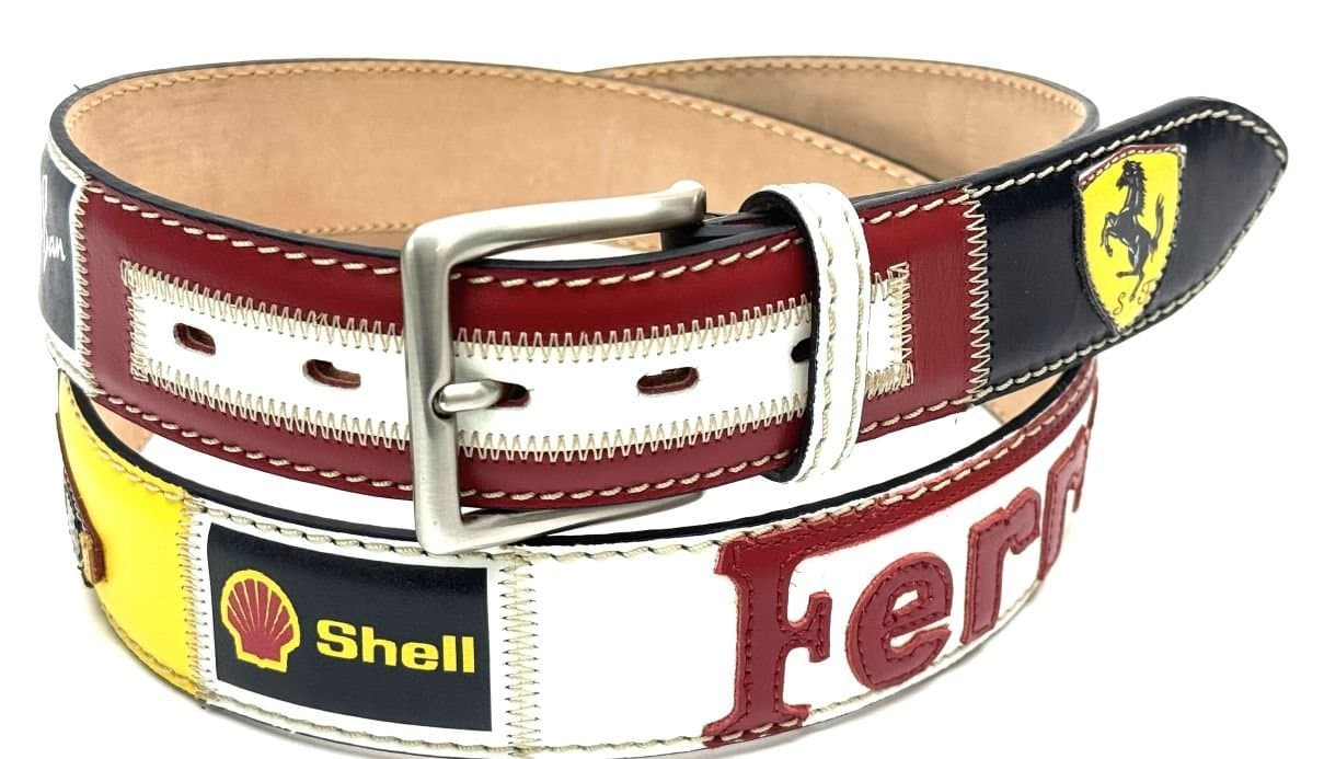 Cintura vintage uomo in vera pelle DRESDA colore MULTICOLOR, cucite a mano in pelle, con applicazioni con applicazioni auto in pelle, SANTINI, Made in Italy. (Cintura)