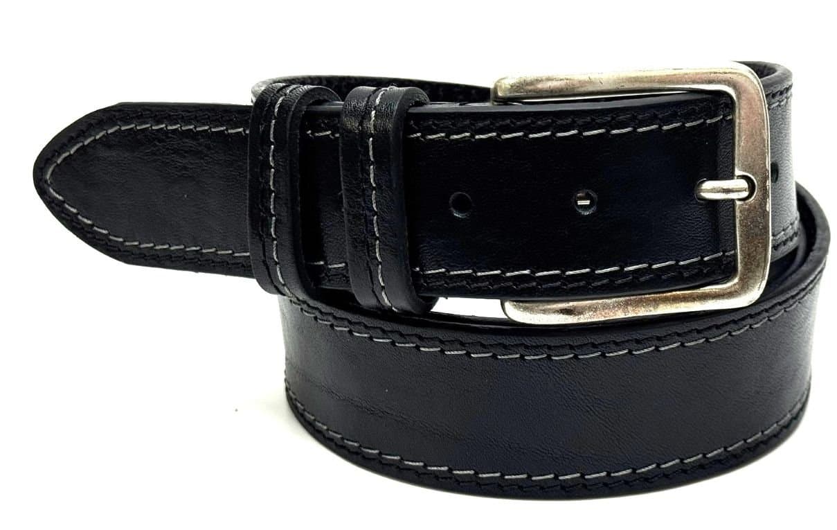 Cintura uomo in vera pelle GUBBIO, colore NERO, CHIAROSCURO, Made in Italy