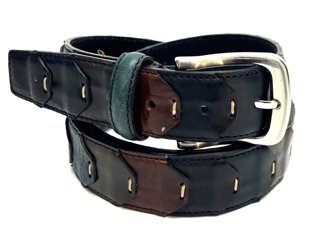 Cintura uomo in vera pelle LODI, colore MULTICOLORE, EMPORIUM ITALY, Made in Italy