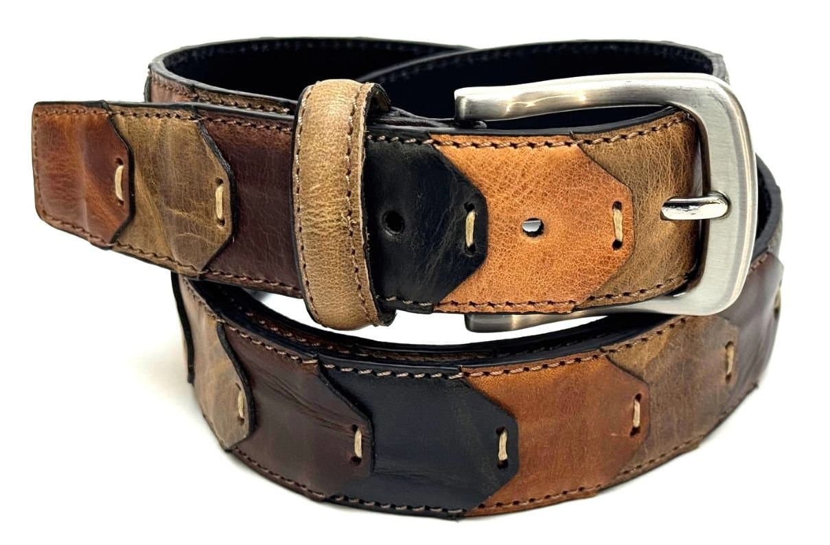 Cintura uomo in vera pelle LODI, colore MULTICOLORE, EMPORIUM ITALY, Made in Italy