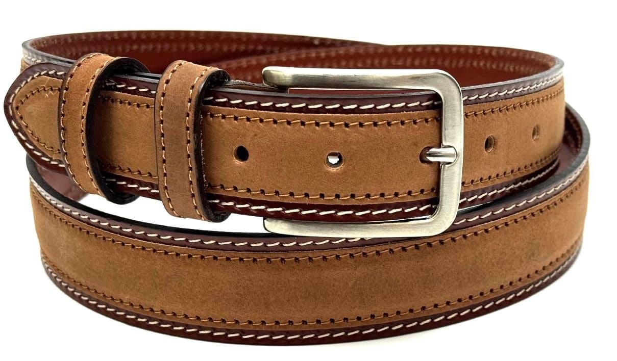 Genuine leather belt for man MONTECCHIO, honey color, CHIAROSCURO, MADE IN ITALY