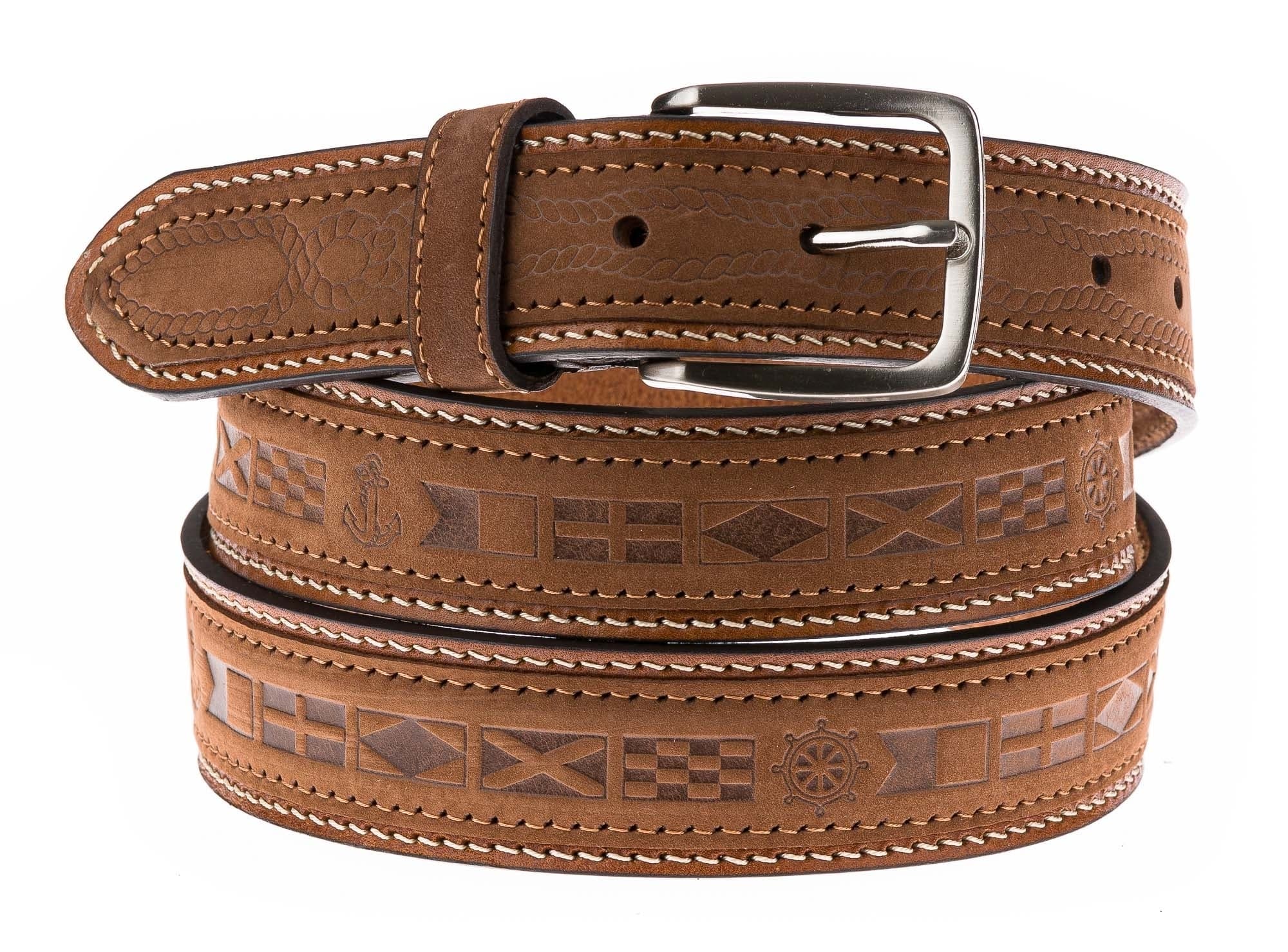 Genuine leather belt for man MONTEFALCO, color BROWN, CHIAROSCURO, MADE IN ITALY