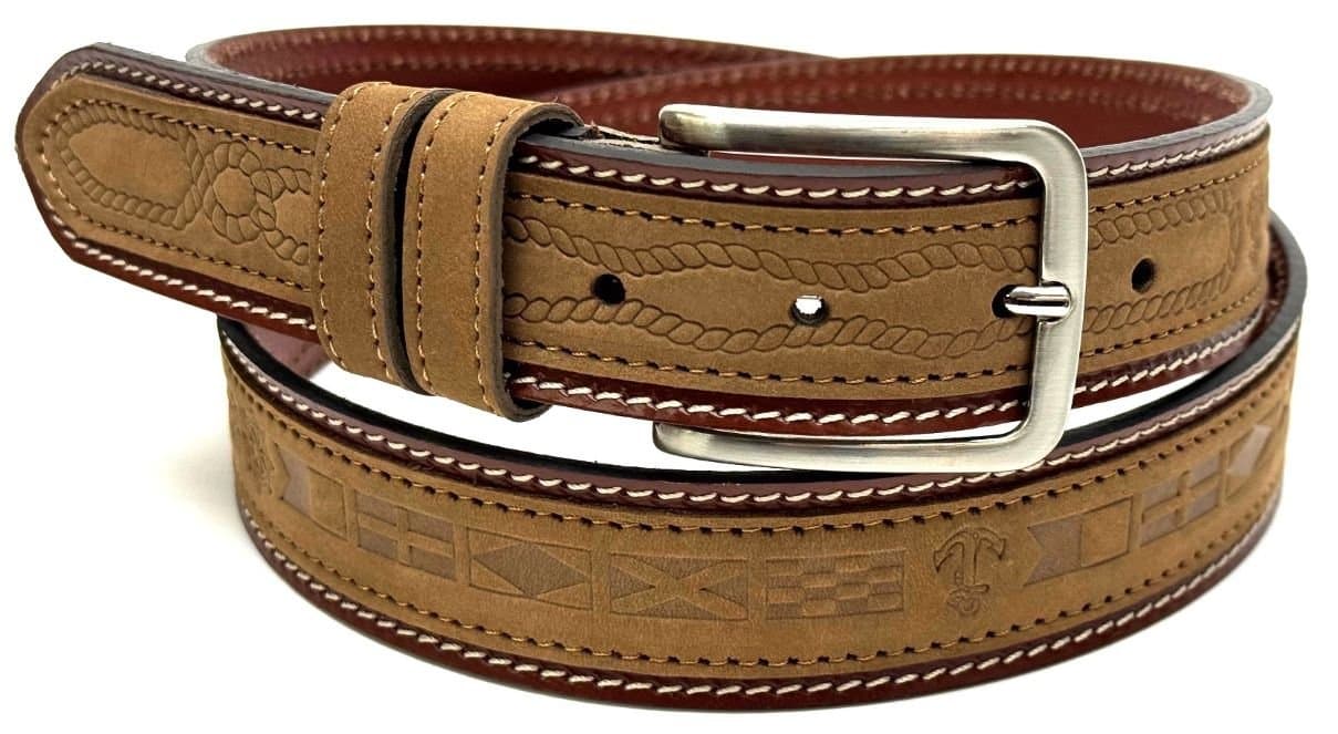 Genuine leather belt for man MONTEFALCO, color BROWN, CHIAROSCURO, MADE IN ITALY