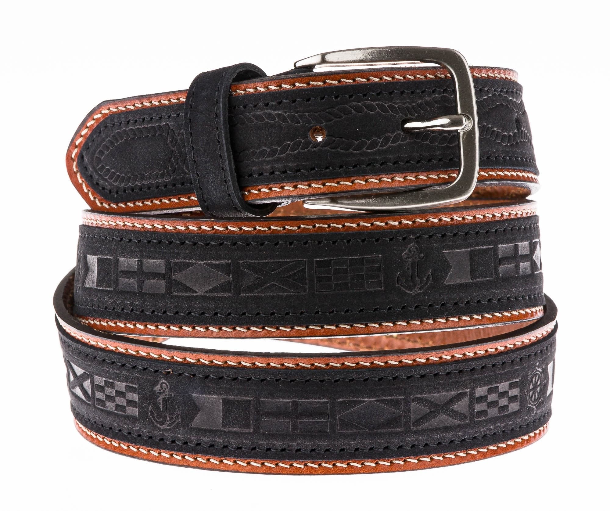 Genuine leather belt for man MONTEFALCO, BLACK/BROWN, CHIAROSCURO, MADE IN ITALY