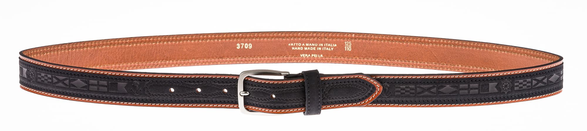 Cintura uomo in vera pelle MONTEFALCO, colore NERO /MARRONE, CHIAROSCURO, Made in Italy