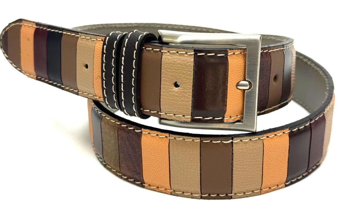 Genuine leather belt for man NARNI, MULTICOLOUR, handcrafted by Chiaroscuro, MADE IN ITALY.