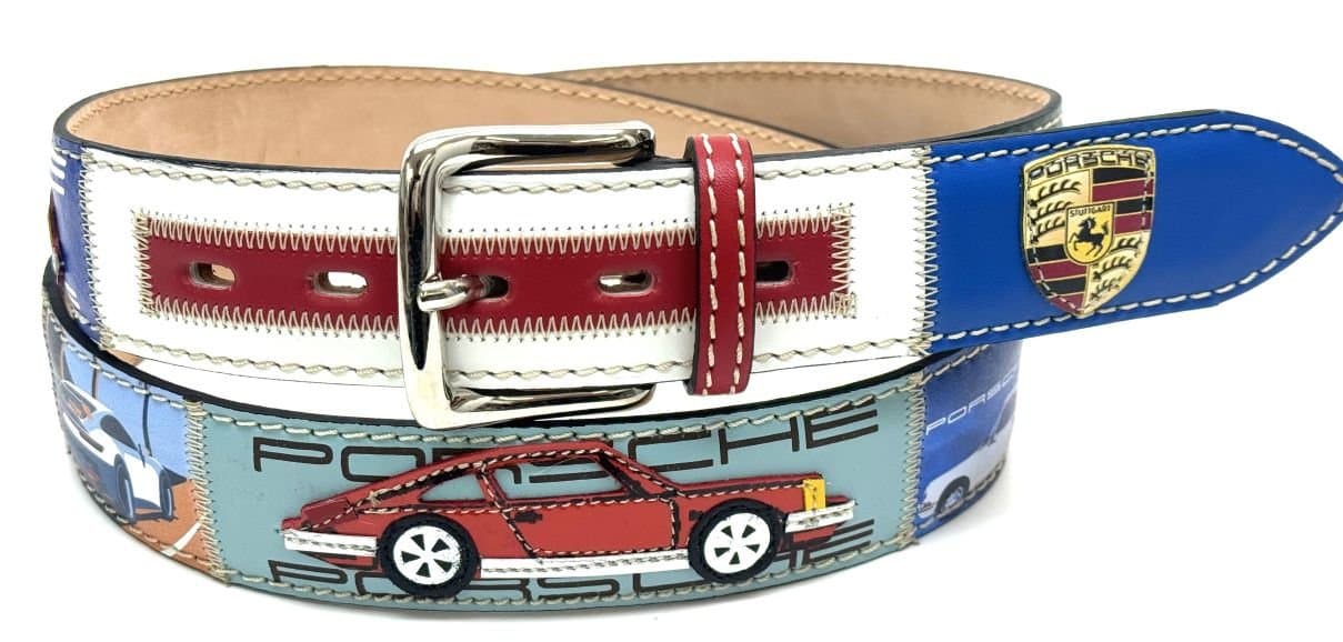 Cintura vintage, uomo in vera pelle STOCCARDA, colore MULTICOLOR, cucite a mano in pelle, con applicazioni in pelle, SANTINI, Made in Italy.