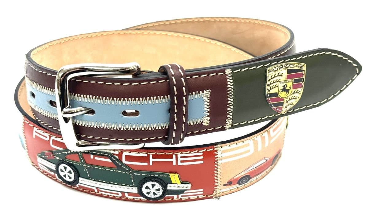 Cintura vintage uomo in vera pelle STOCCARDA, colore MULTICOLOR, cucite a mano in pelle, con applicazioni in pelle, SANTINI, Made in Italy
