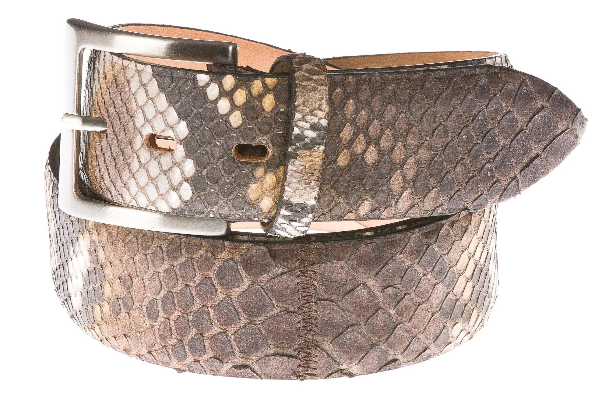 Cintura uomo BEIRUT C29, vera pelle pitone CITES, colore TESTA DI MORO, ELIO ZAGATO, Made in Italy