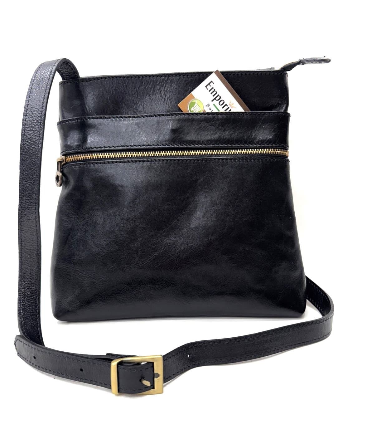 DAMIANO: tracolla uomo in cuoio, colore : NERO, Made in Italy