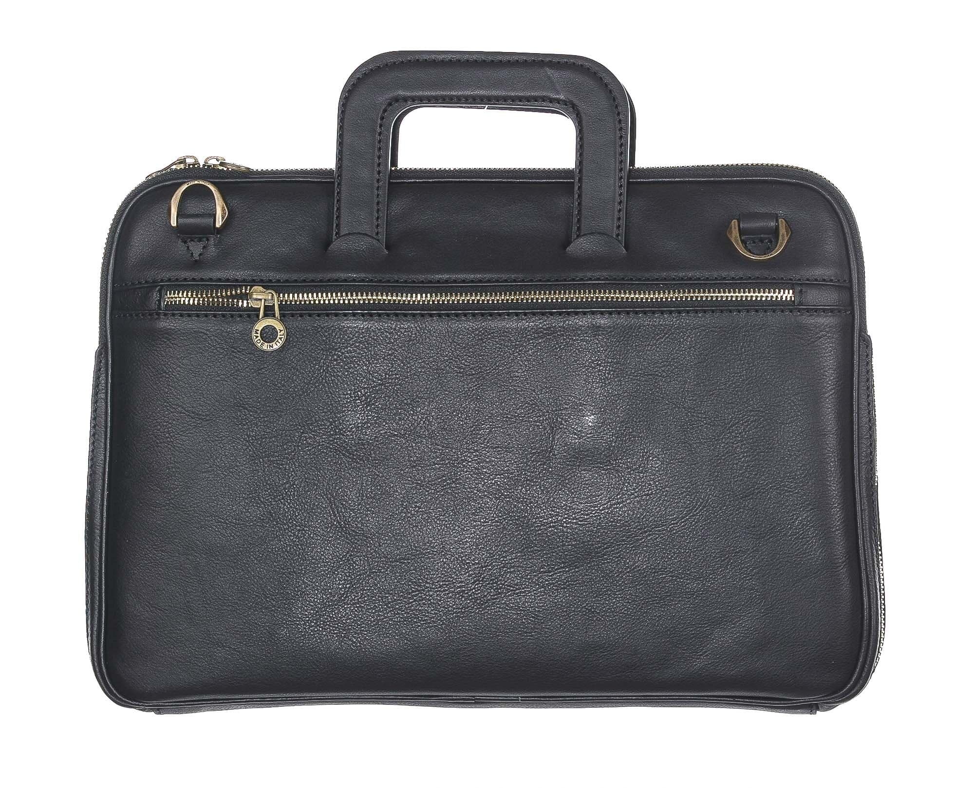 ENEA : cartella ufficio / porta PC, uomo - donna, in cuoio, colore : NERO, Made in Italy.