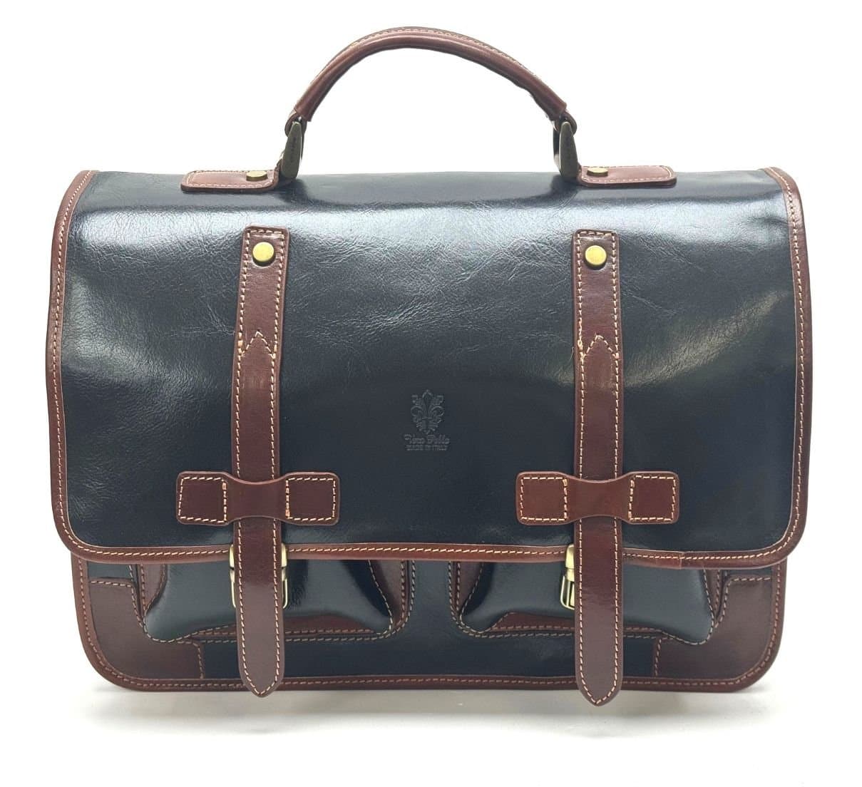 ERNESTO: cartella /borsa, zaino ufficio uomo, in cuoio, colore: NERO, Made in Italy