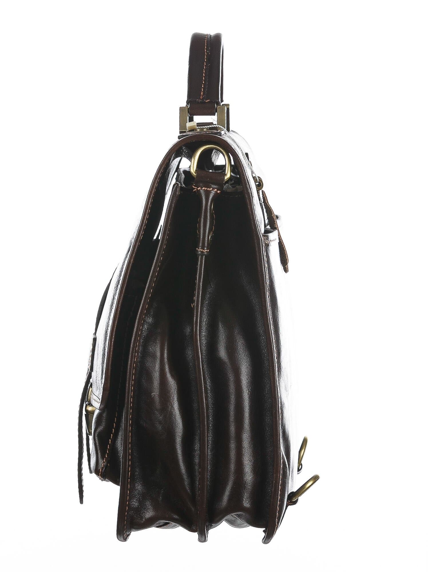 ERNESTO: cartella /borsa, zaino ufficio uomo, in cuoio, colore: TESTA DI MORO, Made in Italy.