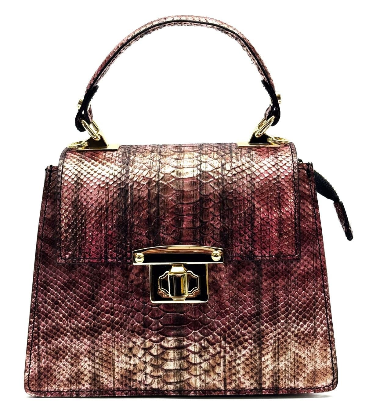 Borsa small a mano / a tracolla da donna in vera pelle EVELINA, colore ROSA, CHIAROSCURO, Made in Italy